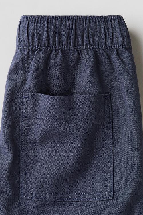 Linen-blend shorts - dark blue