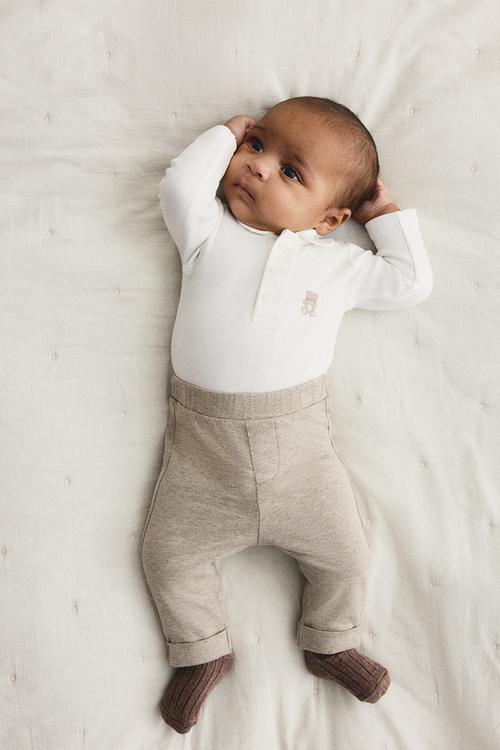 2 Piece cotton set - white/beige marl