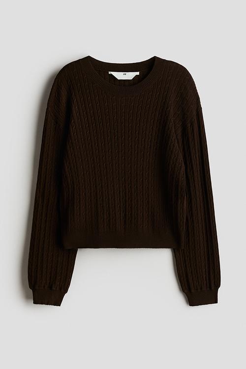 Cable-knit jumper - dark brown