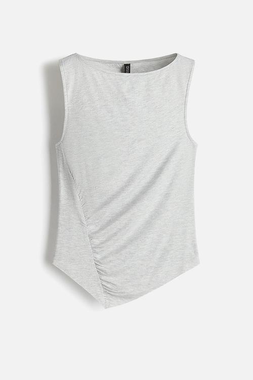 Draped jersey vest top - light grey marl