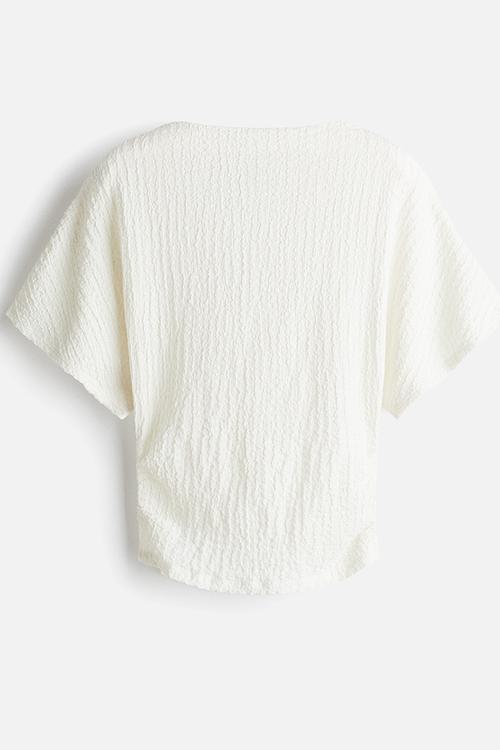 Textured jersey top - white
