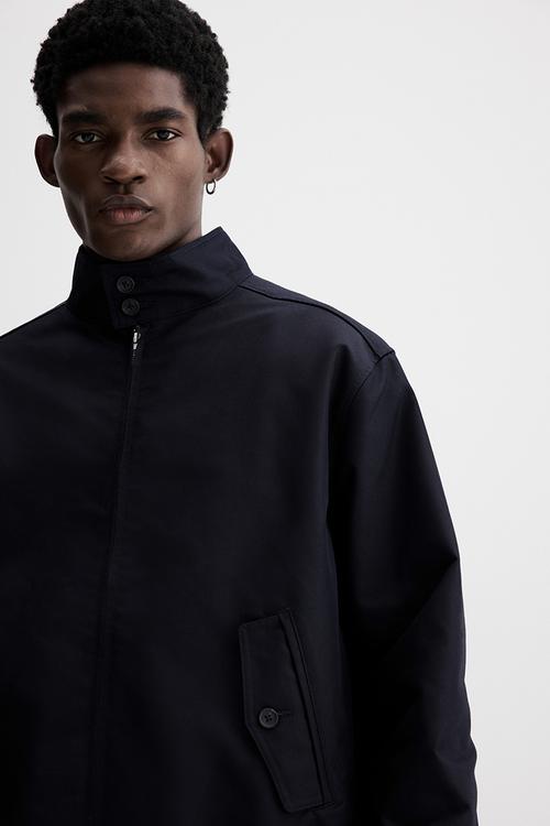 Loose fit funnel-neck jacket - navy blue