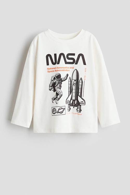 Motif-detail cotton T-shirt - white/nasa