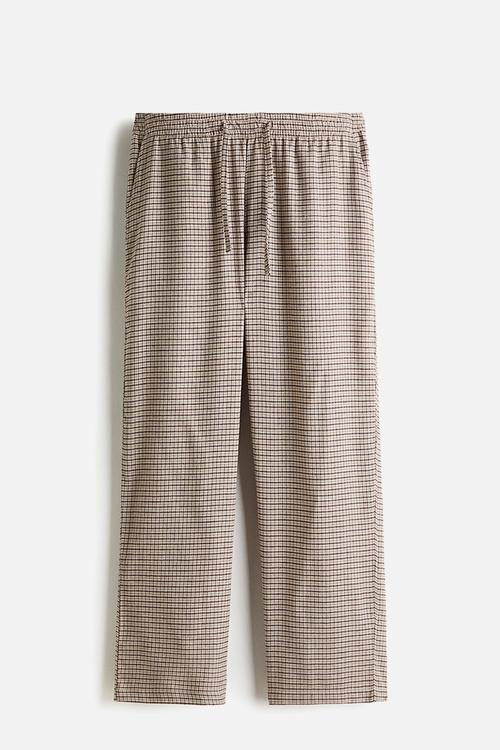 Relaxed fit flannel trousers - beige/checked