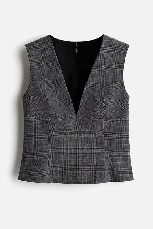Vest top - dark grey/checked