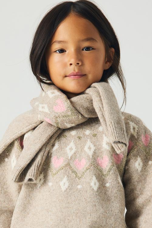 Jacquard-knit jumper - dusty beige/patterned
