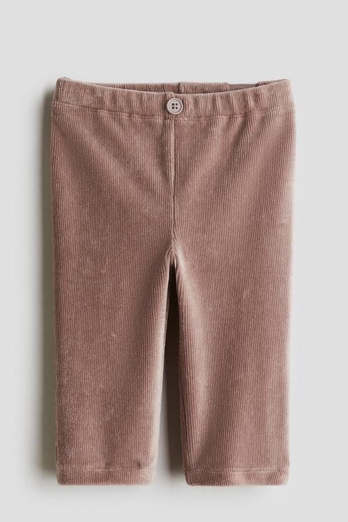 Ribbed velour leggings - light brown