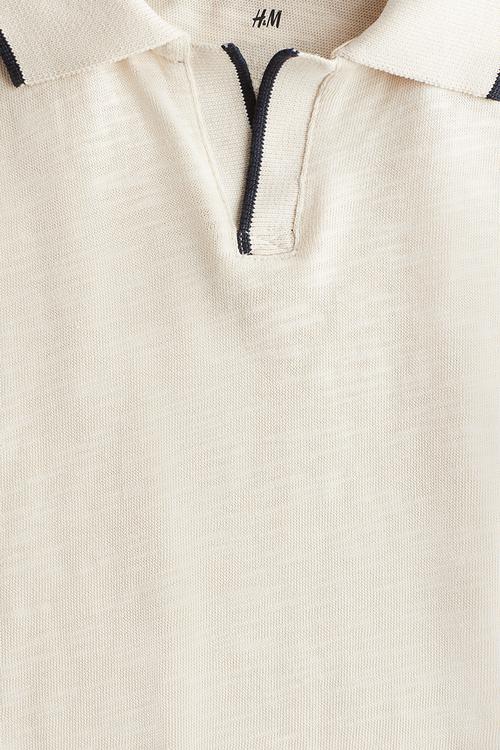 Cotton polo shirt - light beige marl