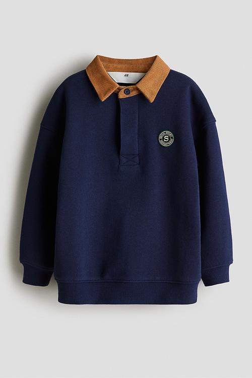 Loose-fit rugby shirt - navy blue/s