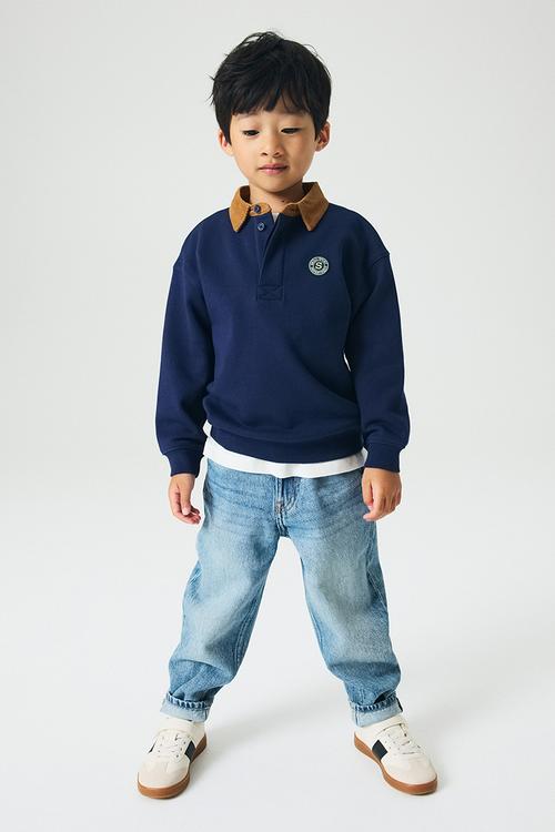 Loose-fit rugby shirt - navy blue/s
