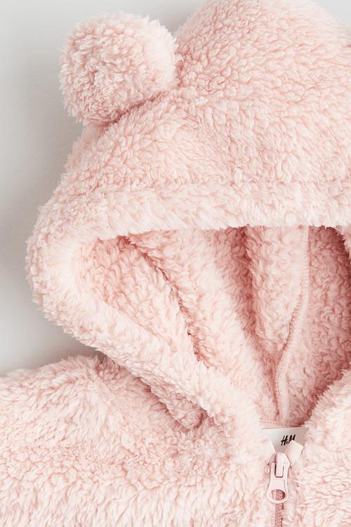 Teddy zip-through hoodie - pink