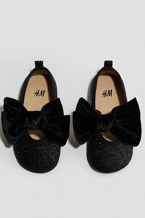 Bow-detail ballet pumps - black