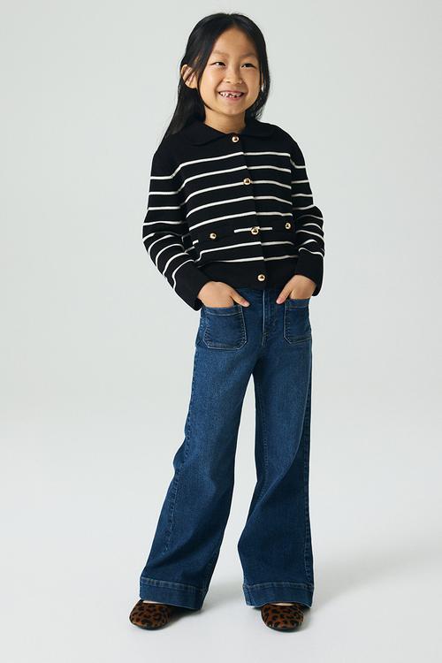 Fine-knit cardigan - black/striped