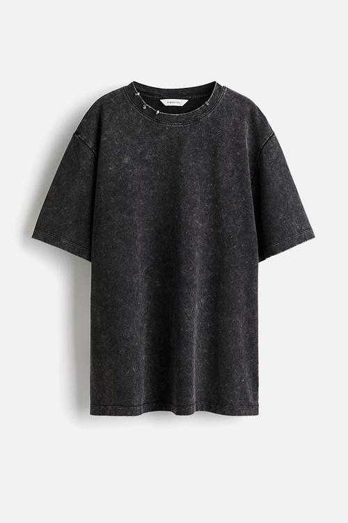 Embellished T-shirt - black/washed out