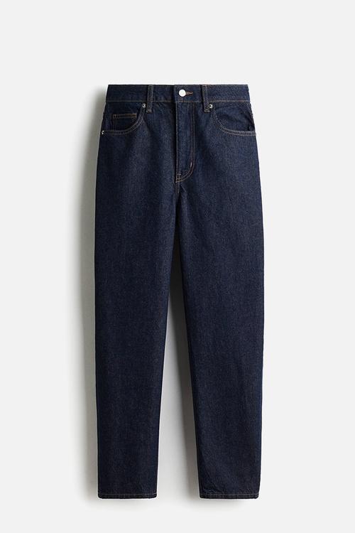 Mom slim fit high waist ankle jeans - dark denim blue
