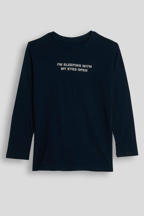 Slogan pj set - midnight blue/grey