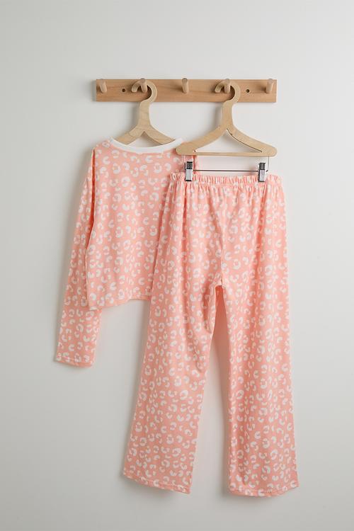 Animal print pj set - pink