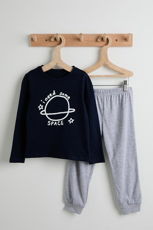 Space pj set - navy & grey