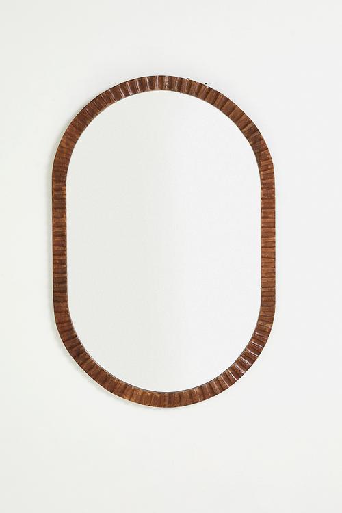 Fluted Wooden Mirror - Natural