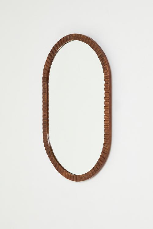 Fluted Wooden Mirror - Natural