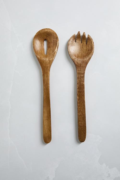 Wooden Serving Spoons set of 2 - Natural