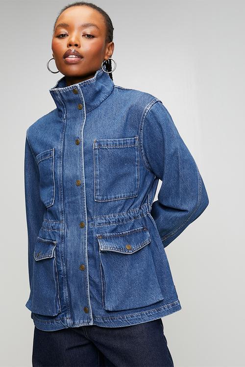 Karlie utility jacket - med indigo - worn in