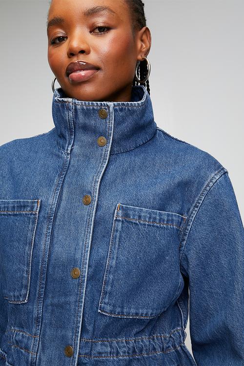 Karlie utility jacket - med indigo - worn in