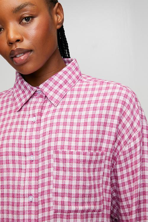 Cosy soft flannel oversized shirt - lucy check pink kiss