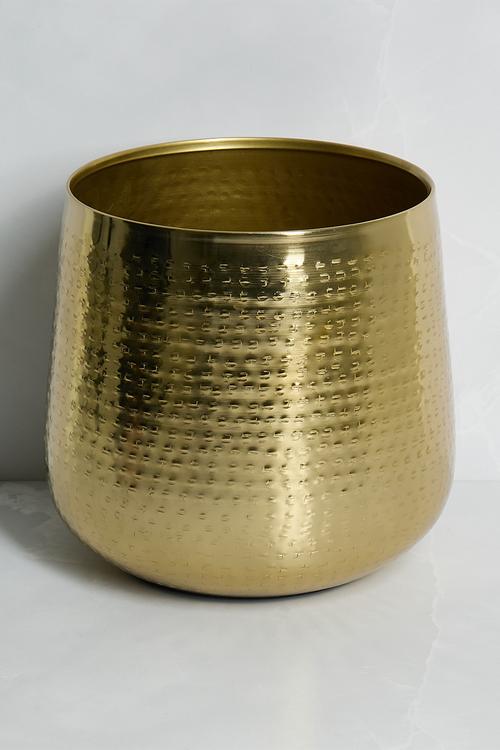 Hammered Metal Planter - Gold