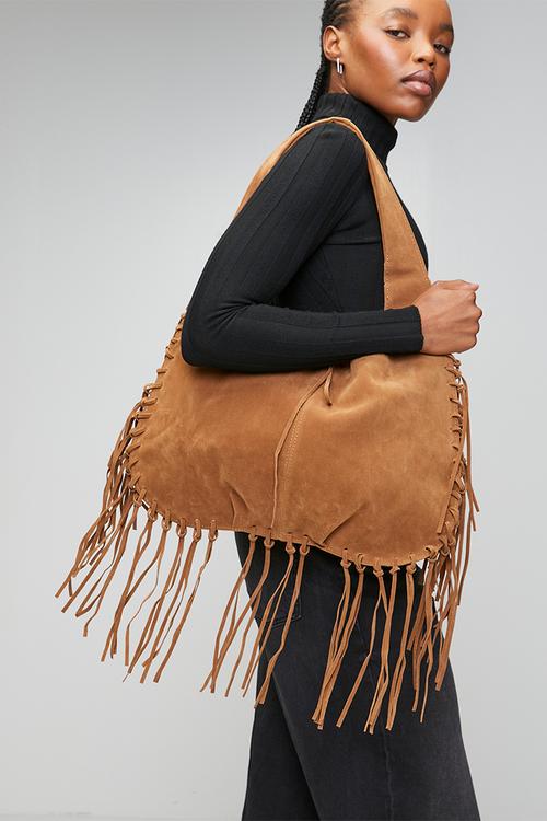 Ada Tassle Slouch Bag - Tan