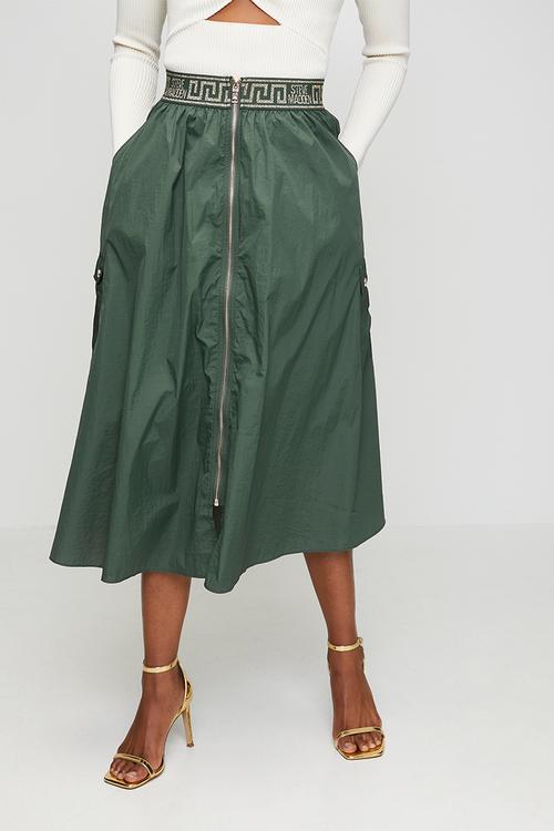 Ladies betty fit & flare cargo skirt - dark sage