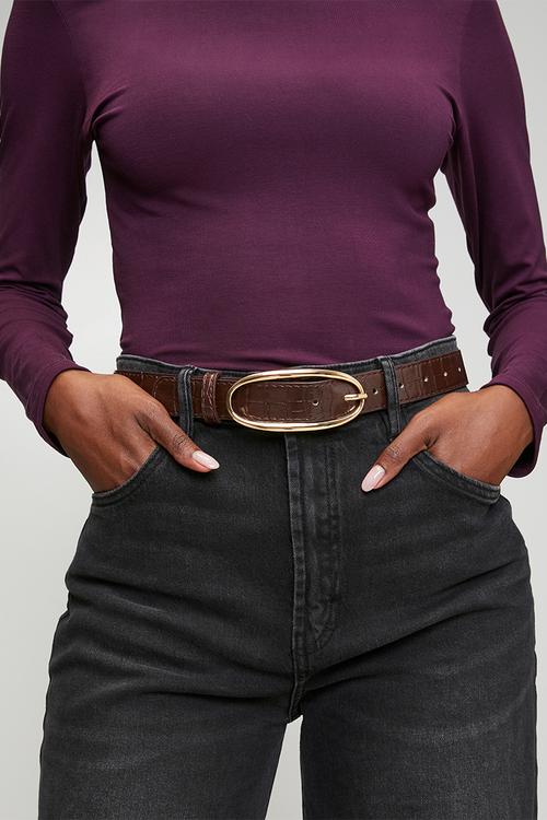 Avalon Oval Buckle Belt - Brown