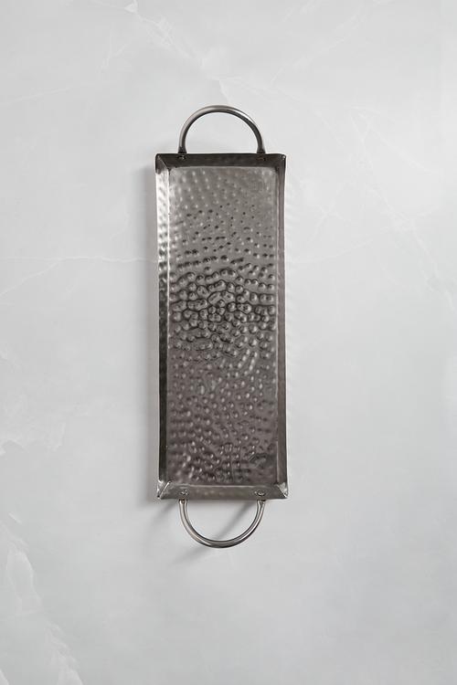 Hammered Metal Décor Tray - Silver