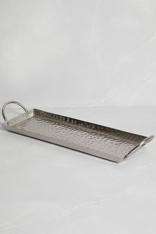 Hammered Metal Décor Tray - Silver