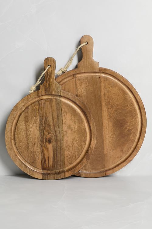Round Wooden Paddle Chopping Board - Natural