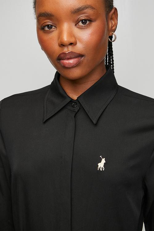 Wmn Mairi Tencel Ls Shirt Dress - Black