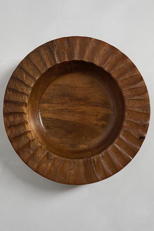 Carved Wood Serving Bowl - Natural