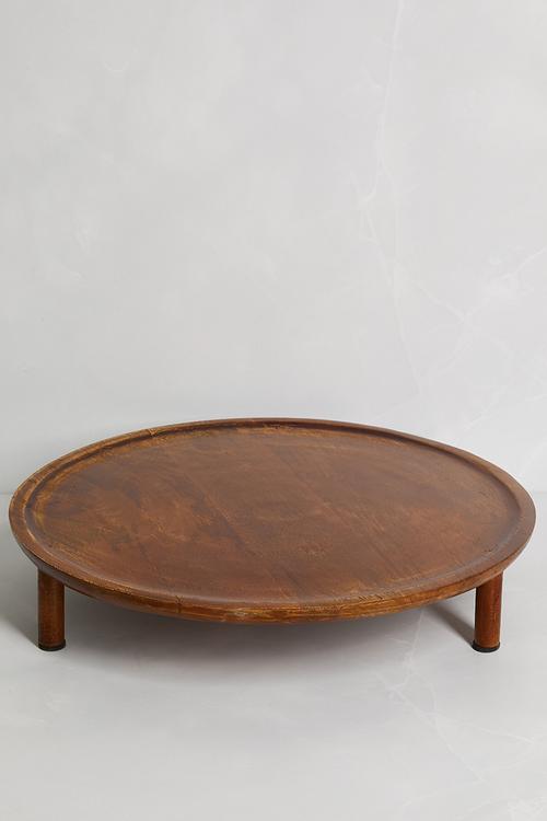 Round Wooden Décor Tray - Natural