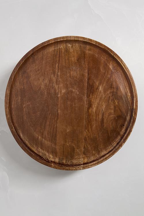 Round Wooden Décor Tray - Natural