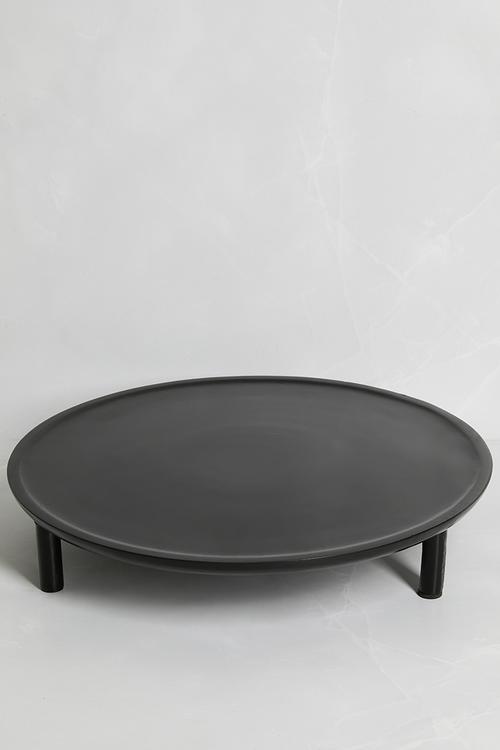 Round Wooden Décor Tray - Black
