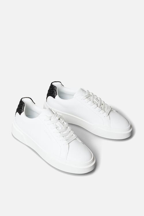 Chunky Cupsole Laceup Lth Bt Aop - Bright White/Black