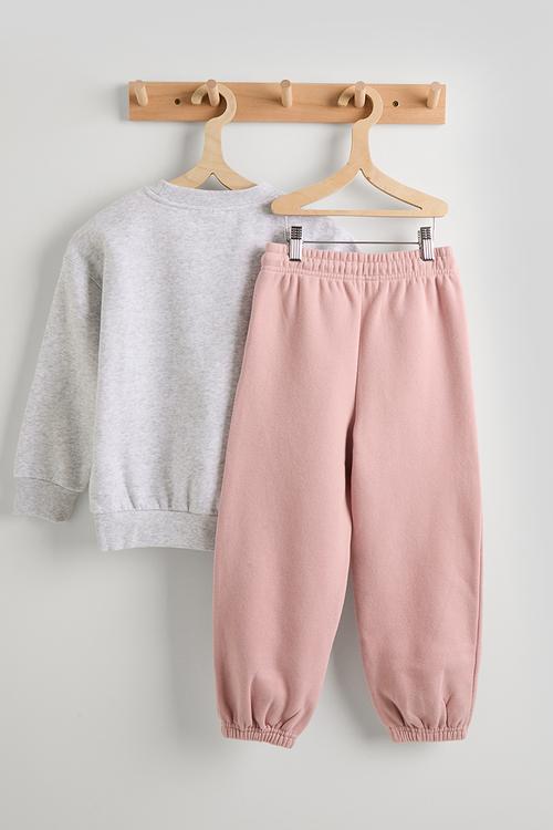 Sammy Oversized Crew & Relaxed Trackpant Pack - Grey Marle Hearts/Zephyr