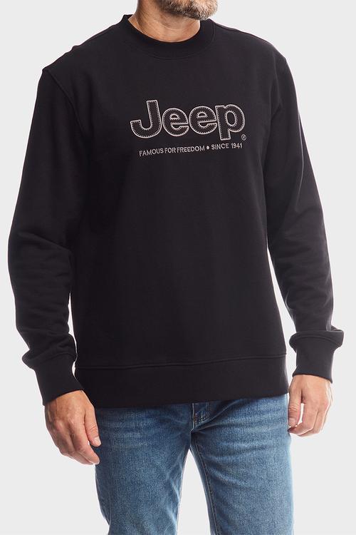 Applique Fleece Crew neck - Black