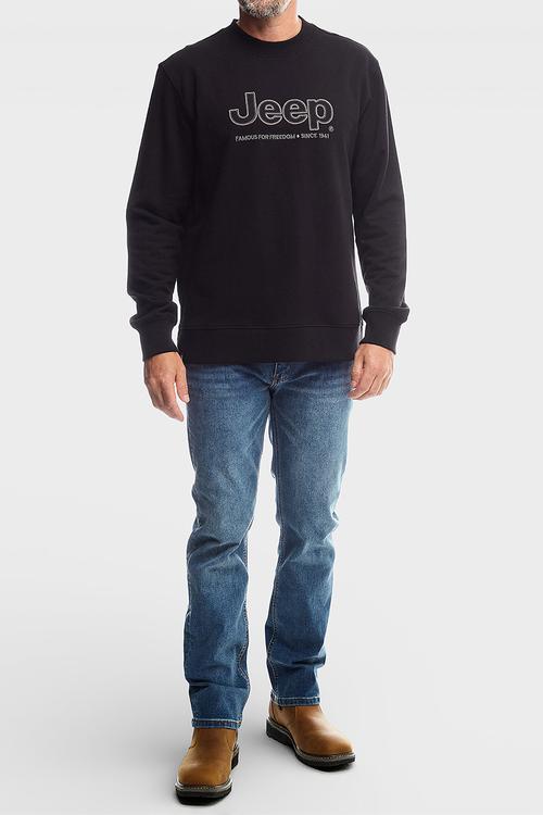 Applique Fleece Crew neck - Black