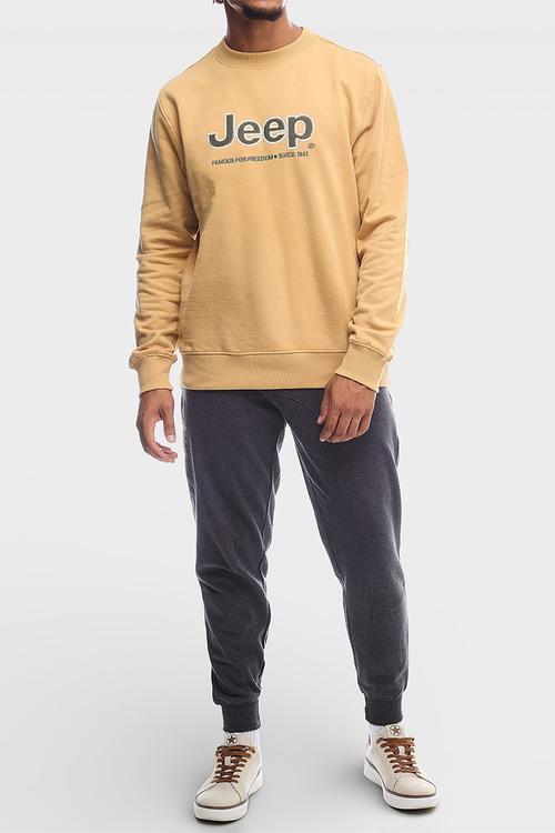 Applique Fleece Crewneck - Brown