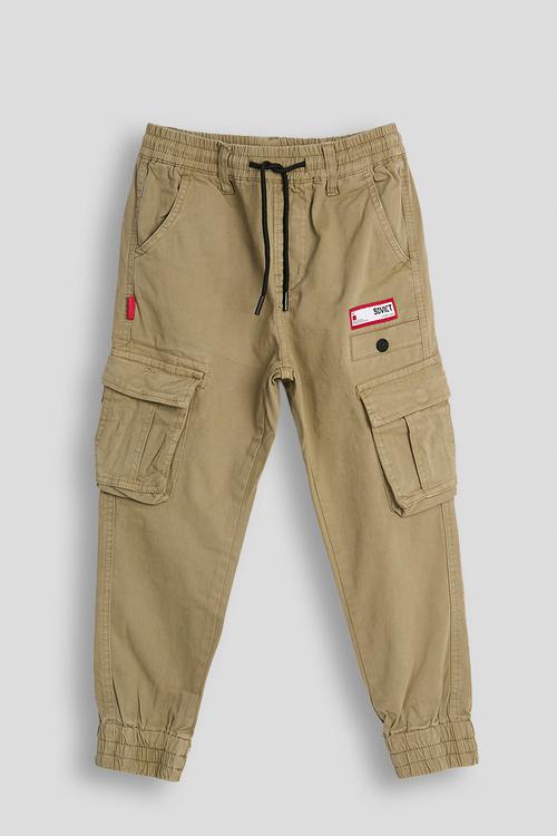 Boys Cotton Cargo Pants - Bush