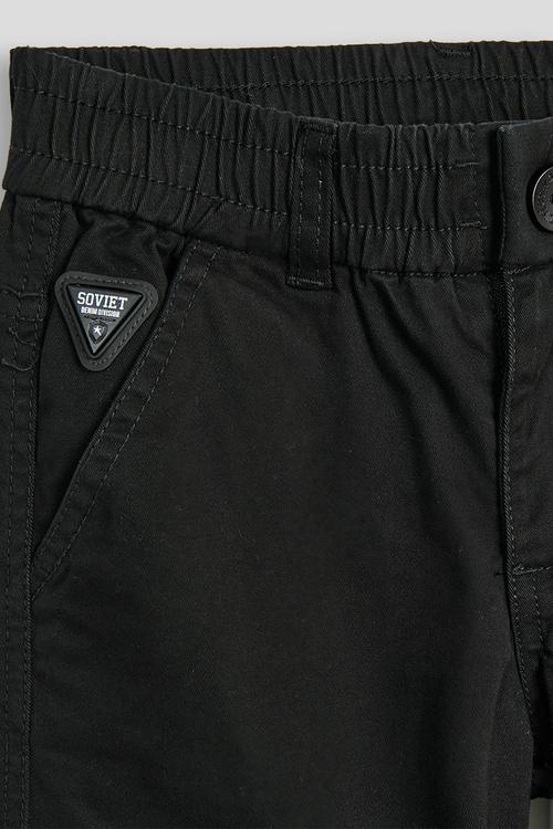 Boys Cotton Cargo Pants - Black
