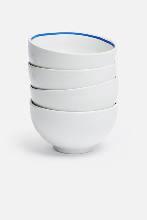 Blue edge bowl set of 4