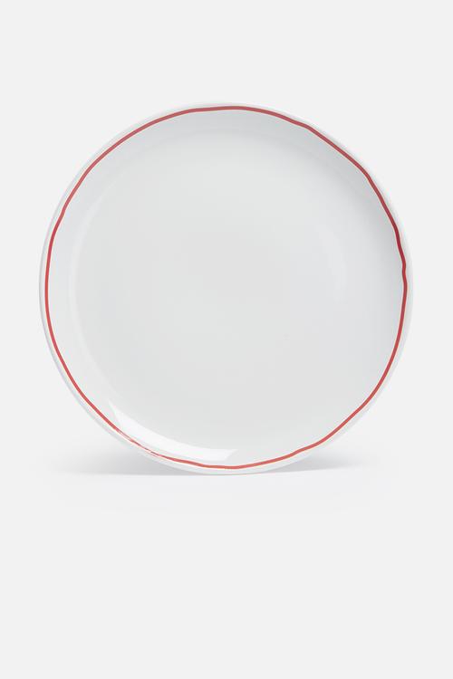 Red edge dinner plate set of 4