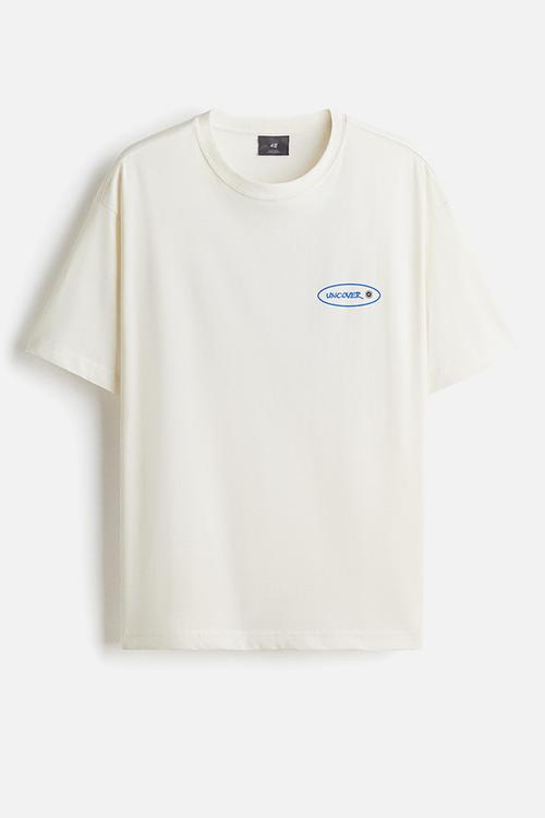 Loose fit printed t-shirt - white/uncover